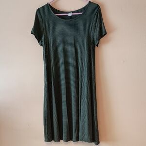 Old Navy Green Striped Scoop Neck Mini Dress